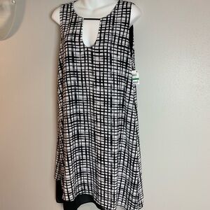 Bar III Black and White Print Shortsleeved Dress